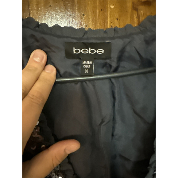 Vintage Y2K BEBE Sequin Silk Shrug Cropped Cardigan Size 00 - Picture 4 of 7